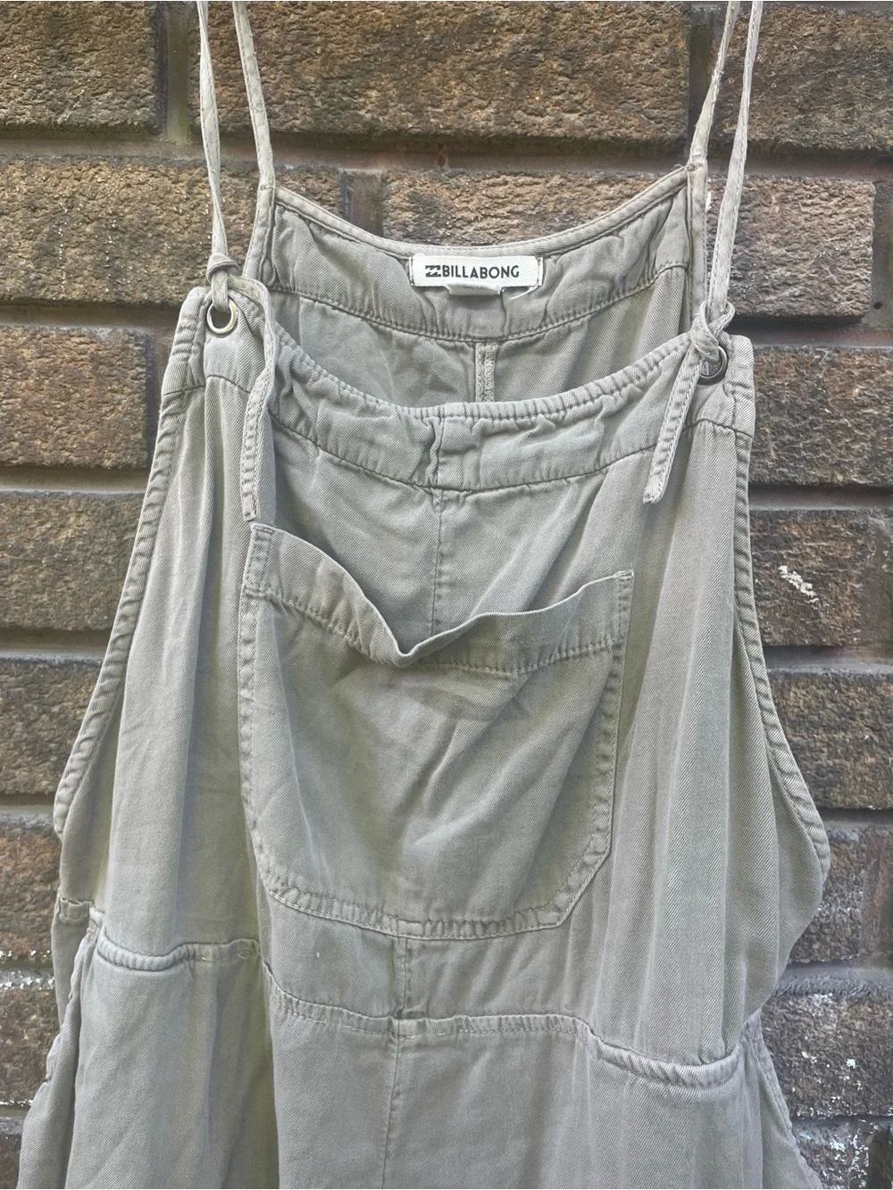 Billabong Olive Utility Romper with Front Pocket - Picture 2 of 4